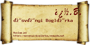 Ásványi Boglárka névjegykártya