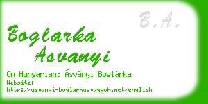 boglarka asvanyi business card