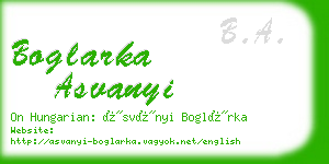 boglarka asvanyi business card